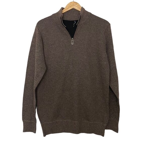 True Rock Brown Quarter Zip Sweater Pullover Men's Sz Large - Picture 1 of 6